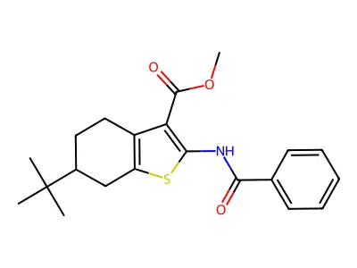 methyl 2-benzamido-6-tert-butyl-4,5,6,7-tetrahydro-1-benzothiophene-3-carboxylate structure