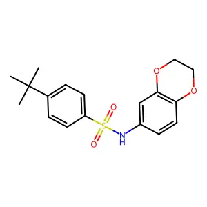 4-tert-butyl-N-(2,3-dihydro-1,4-benzodioxin-6-yl)benzenesulfonamide structure