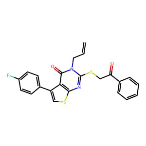 5-(4-Fluorophenyl)-2-phenacylsulfanyl-3-prop-2-enylthieno[2,3-d]pyrimidin-4-one structure