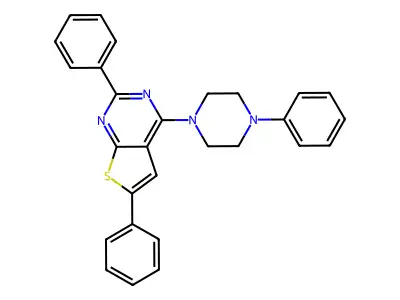 2,6-Diphenyl-4-(4-phenylpiperazin-1-yl)thieno[2,3-d]pyrimidine structure