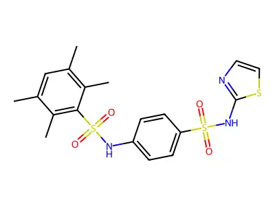 2,3,5,6-tetramethyl-N-[4-(1,3-thiazol-2-ylsulfamoyl)phenyl]benzenesulfonamide structure