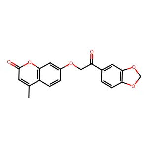 7-[2-(1,3-benzodioxol-5-yl)-2-oxoethoxy]-4-methyl-2H-chromen-2-one structure