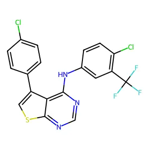 5-(4-chlorophenyl)-N-[4-chloro-3-(trifluoromethyl)phenyl]thieno[2,3-d]pyrimidin-4-amine structure