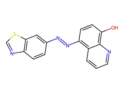 (5E)-5-[2-(1,3-benzothiazol-6-yl)hydrazinylidene]quinolin-8(5H)-one structure