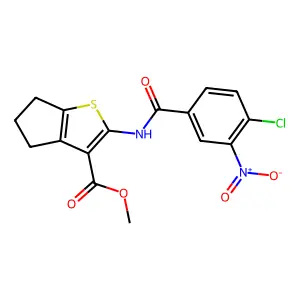 methyl 2-[(4-chloro-3-nitrobenzoyl)amino]-5,6-dihydro-4H-cyclopenta[b]thiophene-3-carboxylate structure