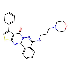 8-{[3-(morpholin-4-yl)propyl]amino}-13-phenyl-15-thia-9,10,17-triazatetracyclo[8.7.0.0^{2,7}.0^{12,16}]heptadeca-1(17),2(7),3,5,8,12(16),13-heptaen-11-one structure