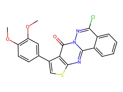 5-chloro-9-(3,4-dimethoxyphenyl)-8H-thieno[2',3':4,5]pyrimido[2,1-a]phthalazin-8-one structure