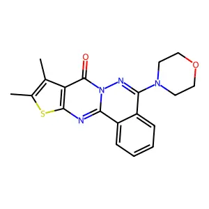 9,10-dimethyl-5-morpholino-8H-thieno[2',3':4,5]pyrimido[2,1-a]phthalazin-8-one structure