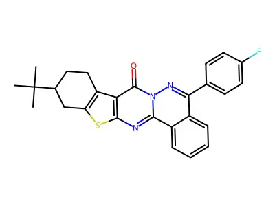 11-tert-butyl-5-(4-fluorophenyl)-9,10,11,12-tetrahydro-8H-[1]benzothieno[2',3':4,5]pyrimido[2,1-a]phthalazin-8-one structure