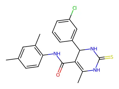 4-(3-chlorophenyl)-N-(2,4-dimethylphenyl)-6-methyl-2-sulfanylidene-1,2,3,4-tetrahydropyrimidine-5-carboxamide structure