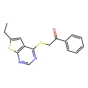 2-(6-Ethylthieno[2,3-d]pyrimidin-4-yl)sulfanyl-1-phenylethanone structure