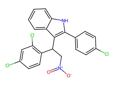 2-(4-chlorophenyl)-3-[1-(2,4-dichlorophenyl)-2-nitroethyl]-1H-indole structure
