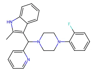 3-{[4-(2-fluorophenyl)piperazin-1-yl](pyridin-2-yl)methyl}-2-methyl-1H-indole structure