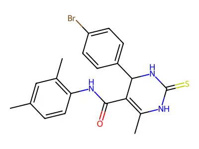 4-(4-bromophenyl)-N-(2,4-dimethylphenyl)-6-methyl-2-thioxo-1,2,3,4-tetrahydropyrimidine-5-carboxamide structure