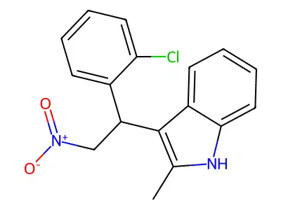 3-[1-(2-chlorophenyl)-2-nitroethyl]-2-methyl-1H-indole structure
