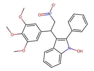 3-[2-nitro-1-(3,4,5-trimethoxyphenyl)ethyl]-2-phenyl-1H-indol-1-ol structure