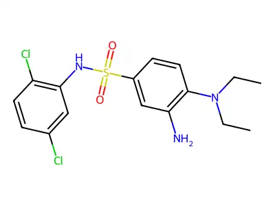 3-amino-N-(2,5-dichlorophenyl)-4-(diethylamino)benzene-1-sulfonamide structure