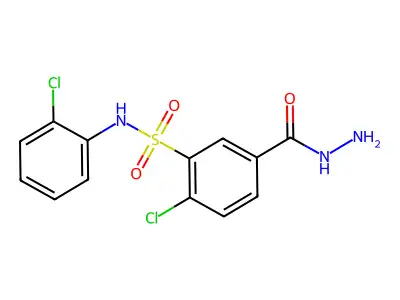 2-chloro-N-(2-chlorophenyl)-5-(hydrazinecarbonyl)benzene-1-sulfonamide structure