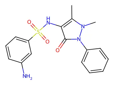 3-amino-N-(1,5-dimethyl-3-oxo-2-phenyl-2,3-dihydro-1H-pyrazol-4-yl)benzene-1-sulfonamide structure