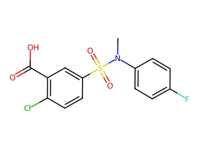 2-Chloro-5-[(4-fluoro-phenyl)-methyl-sulfamoyl]-benzoic acid structure