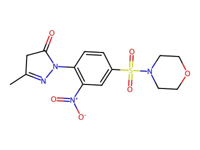 3-methyl-1-[4-(morpholine-4-sulfonyl)-2-nitrophenyl]-4,5-dihydro-1H-pyrazol-5-one structure