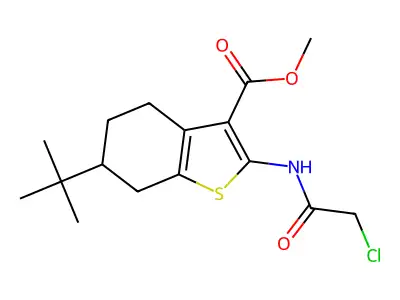 methyl 6-tert-butyl-2-[(chloroacetyl)amino]-4,5,6,7-tetrahydro-1-benzothiophene-3-carboxylate structure