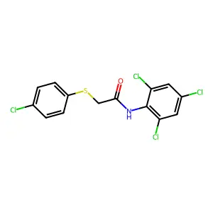 2-[(4-chlorophenyl)sulfanyl]-N-(2,4,6-trichlorophenyl)acetamide structure