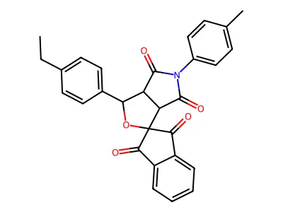 1-(4-ethylphenyl)-5-(4-methylphenyl)spiro[3a,6a-dihydro-1H-furo[3,4-c]pyrrole-3,2'-indene]-1',3',4,6-tetrone structure