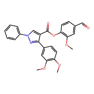 4-formyl-2-methoxyphenyl 3-(3,4-dimethoxyphenyl)-1-phenyl-1H-pyrazole-4-carboxylate structure