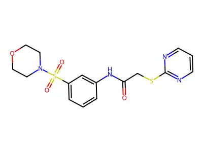 N-(3-morpholin-4-ylsulfonylphenyl)-2-pyrimidin-2-ylsulfanylacetamide structure
