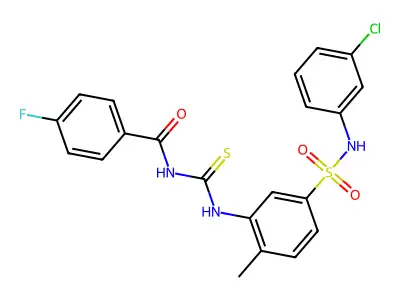 N-((5-(N-(3-Chlorophenyl)sulfamoyl)-2-methylphenyl)carbamothioyl)-4-fluorobenzamide structure