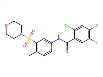 2-chloro-4,5-difluoro-N-(4-methyl-3-morpholin-4-ylsulfonylphenyl)benzamide structure