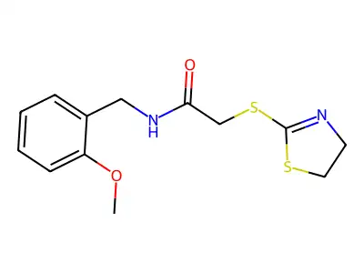 2-(4,5-dihydro-1,3-thiazol-2-ylsulfanyl)-N-[(2-methoxyphenyl)methyl]acetamide structure