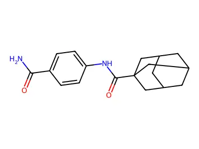 N-(4-carbamoylphenyl)adamantane-1-carboxamide structure