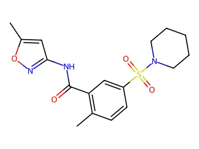 2-methyl-N-(5-methyl-1,2-oxazol-3-yl)-5-piperidin-1-ylsulfonylbenzamide structure