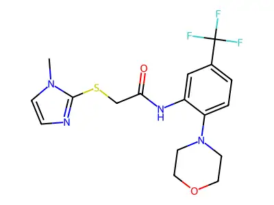 2-(1-methylimidazol-2-yl)sulfanyl-N-[2-morpholin-4-yl-5-(trifluoromethyl)phenyl]acetamide structure