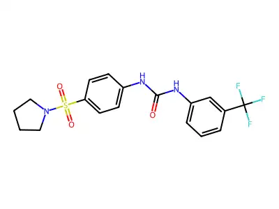 1-[4-(Pyrrolidin-1-ylsulfonyl)phenyl]-3-[3-(trifluoromethyl)phenyl]urea structure