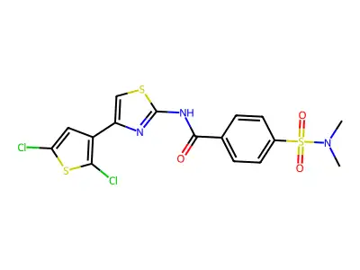 N-[4-(2,5-dichlorothiophen-3-yl)-1,3-thiazol-2-yl]-4-(dimethylsulfamoyl)benzamide structure