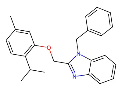 1-Benzyl-2-[(5-methyl-2-propan-2-ylphenoxy)methyl]benzimidazole structure