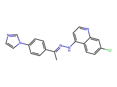 7-chloro-N-[1-(4-imidazol-1-ylphenyl)ethylideneamino]quinolin-4-amine structure