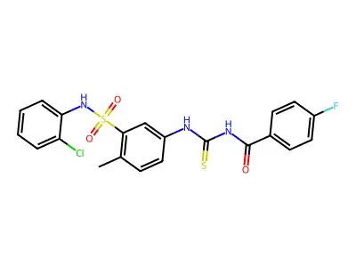 N-((3-(N-(2-Chlorophenyl)sulfamoyl)-4-methylphenyl)carbamothioyl)-4-fluorobenzamide structure