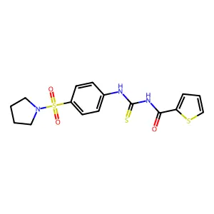 N-((4-(pyrrolidin-1-ylsulfonyl)phenyl)carbamothioyl)thiophene-2-carboxamide structure