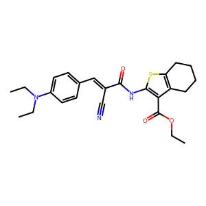ethyl 2-[[(Z)-2-cyano-3-[4-(diethylamino)phenyl]prop-2-enoyl]amino]-4,5,6,7-tetrahydro-1-benzothiophene-3-carboxylate structure