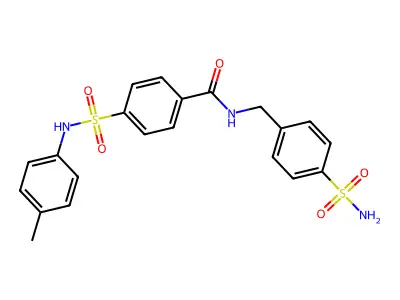 4-[(4-methylphenyl)sulfamoyl]-N-[(4-sulfamoylphenyl)methyl]benzamide structure