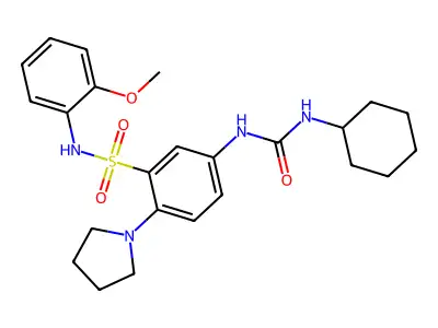 5-(3-Cyclohexylureido)-N-(2-methoxyphenyl)-2-(pyrrolidin-1-yl)benzenesulfonamide structure