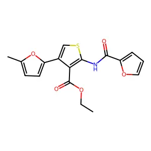 Ethyl 2-(furan-2-carboxamido)-4-(5-methylfuran-2-yl)thiophene-3-carboxylate structure