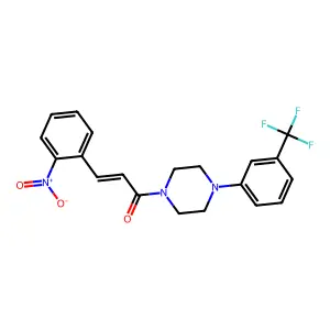(E)-3-(2-nitrophenyl)-1-[4-[3-(trifluoromethyl)phenyl]piperazin-1-yl]prop-2-en-1-one structure