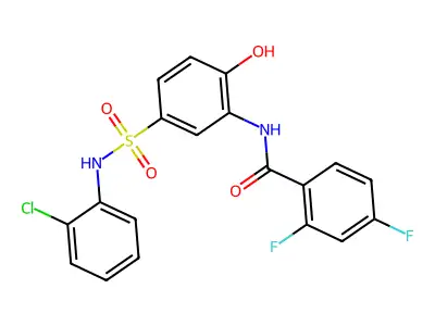 N-[5-[(2-chlorophenyl)sulfamoyl]-2-hydroxyphenyl]-2,4-difluorobenzamide structure