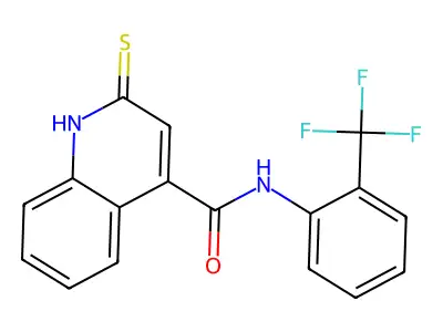 2-sulfanyl-N-[2-(trifluoromethyl)phenyl]quinoline-4-carboxamide structure