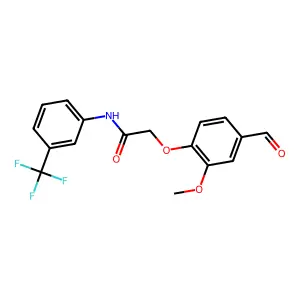 2-(4-formyl-2-methoxyphenoxy)-N-[3-(trifluoromethyl)phenyl]acetamide structure
